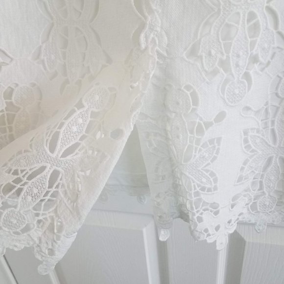 White Floral Print Cutout Pencil Skirt - Picture 4 of 9